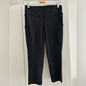 Lululemon black leggings with short inseam and side detailing size 8